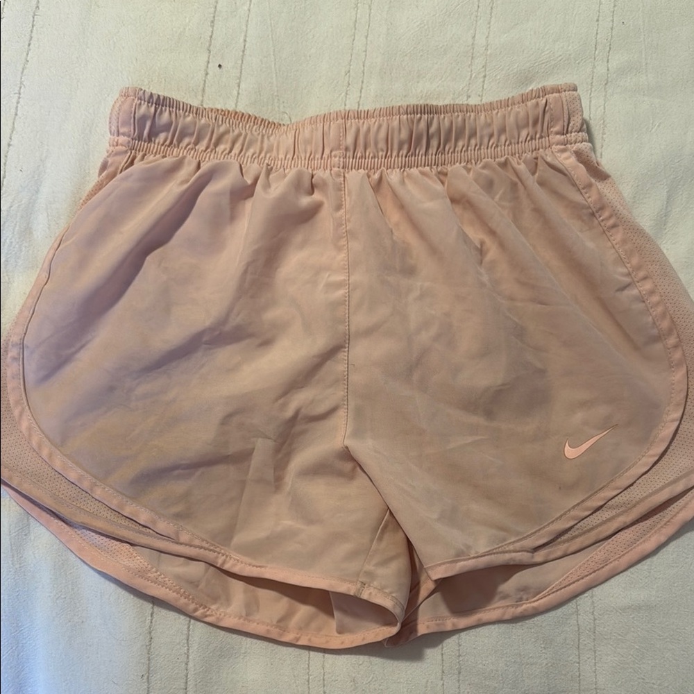 Nike Pink Athletic Shorts Lightweight Curved Hem